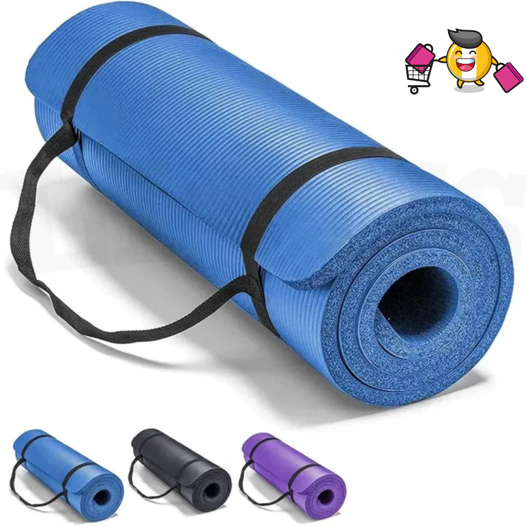 Yoga Mat 10mm, Non-Slip, with Strap Included