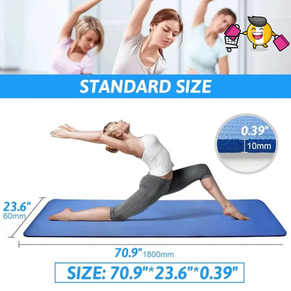 Yoga Mat 10mm, Non-Slip, with Strap Included