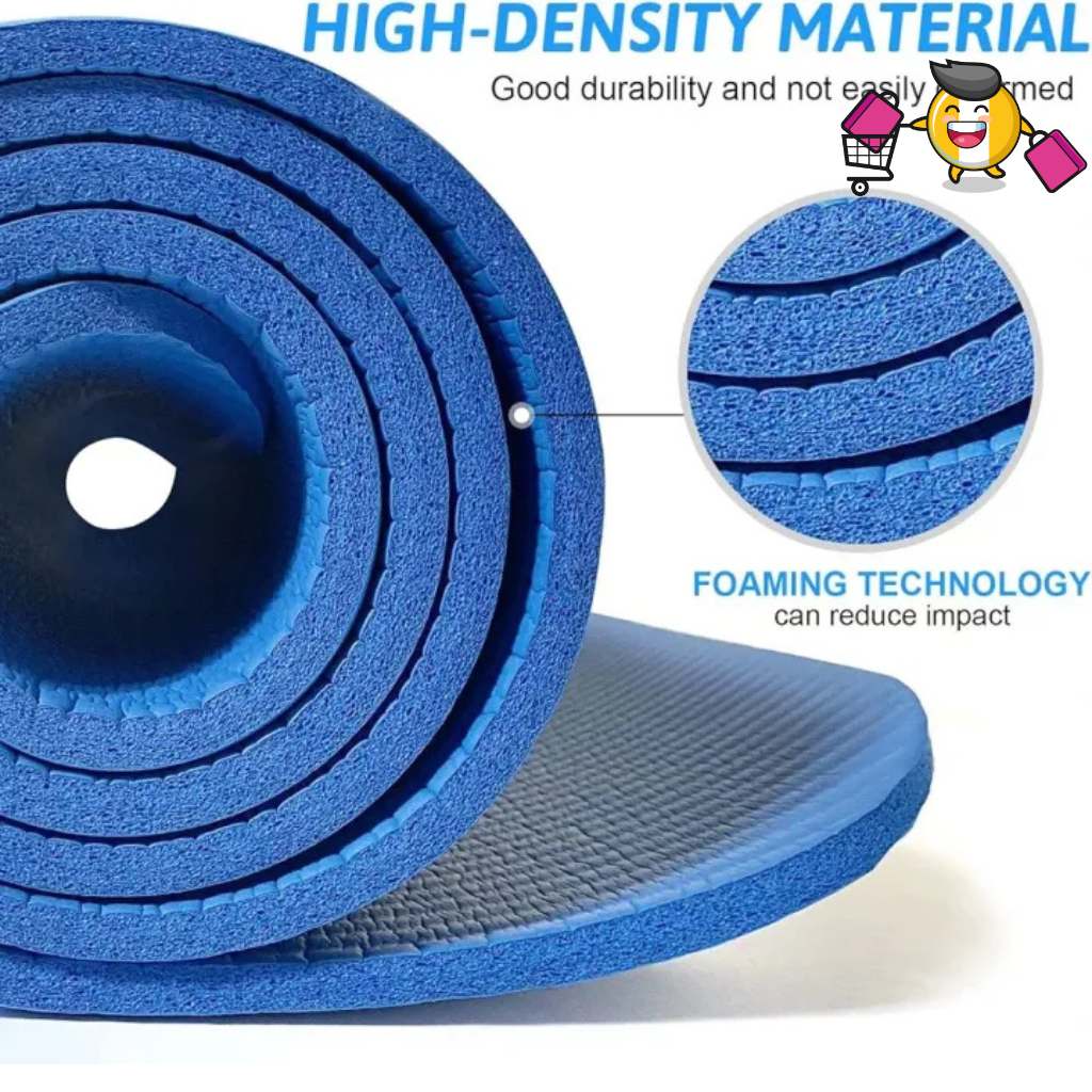 Yoga Mat 10mm, Non-Slip, with Strap Included