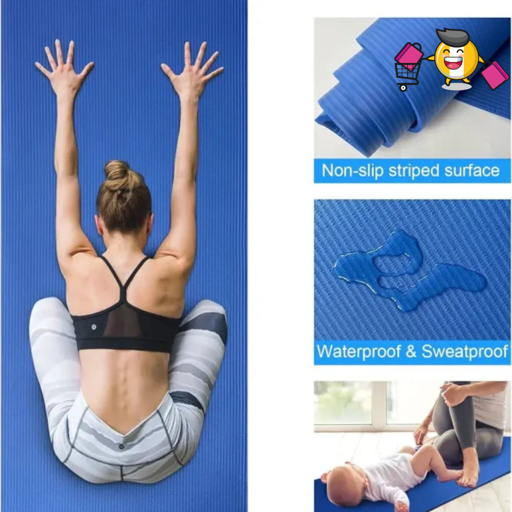 Yoga Mat 10mm, Non-Slip, with Strap Included