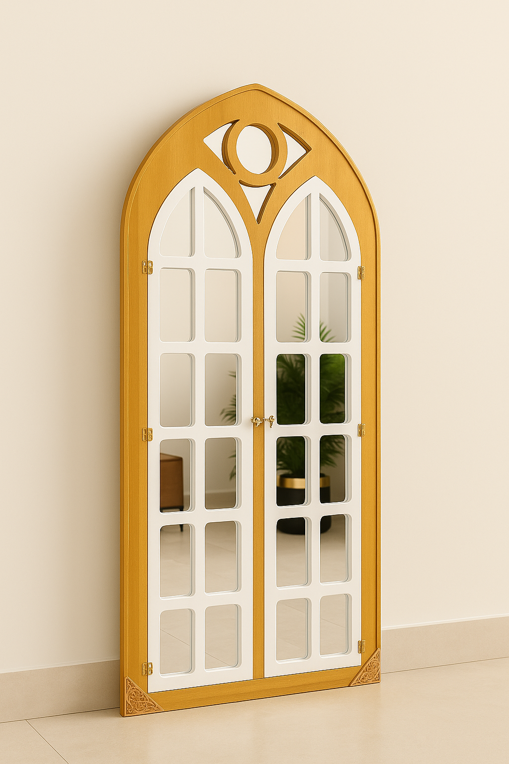 Arched Windowpane Mirror