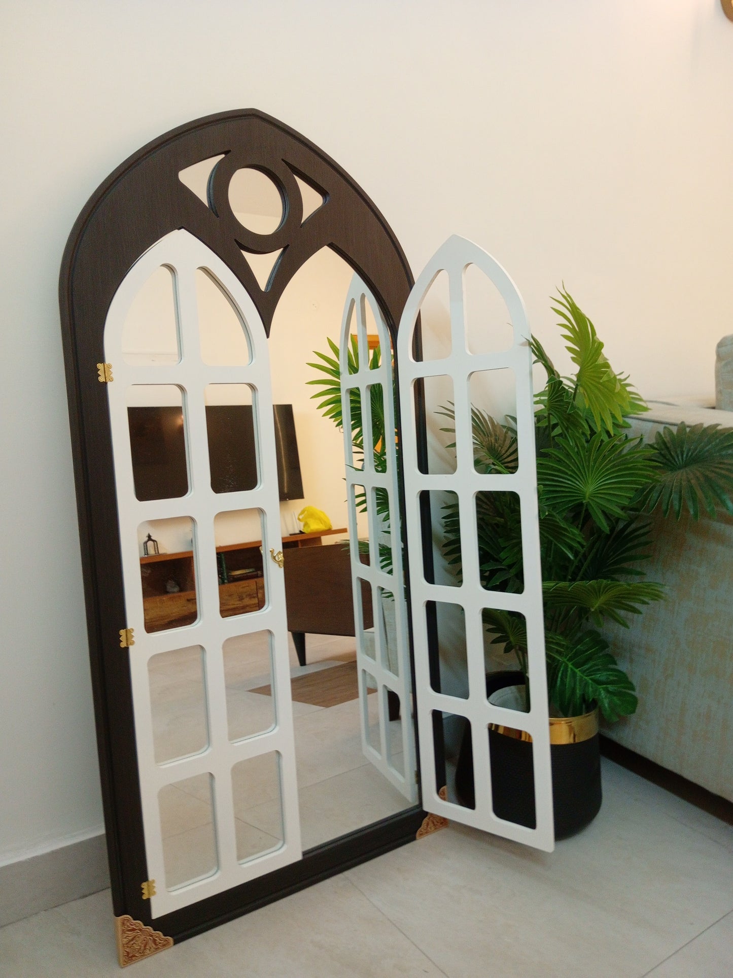 Arched Windowpane Mirror